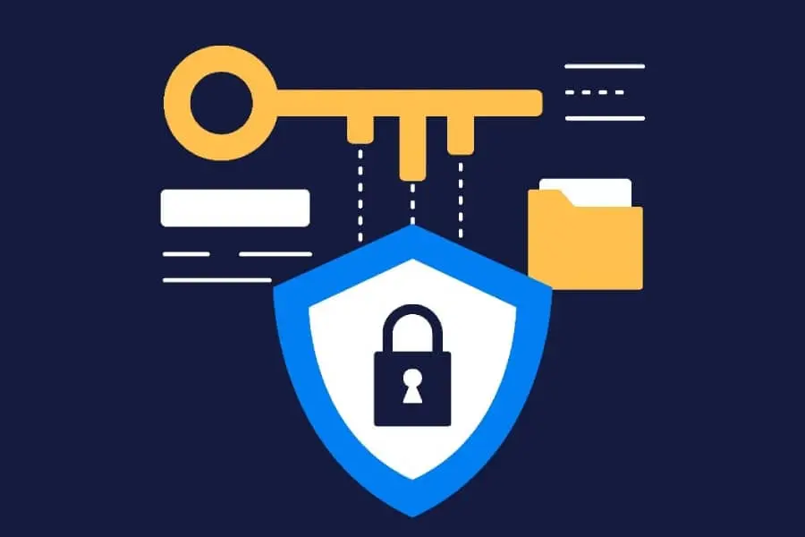 Key and shield icon representing security and data protection.