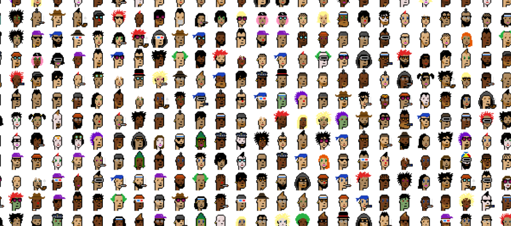 CryptoPunks NFT collection featuring 10,000 unique pixel art characters on the Ethereum blockchain