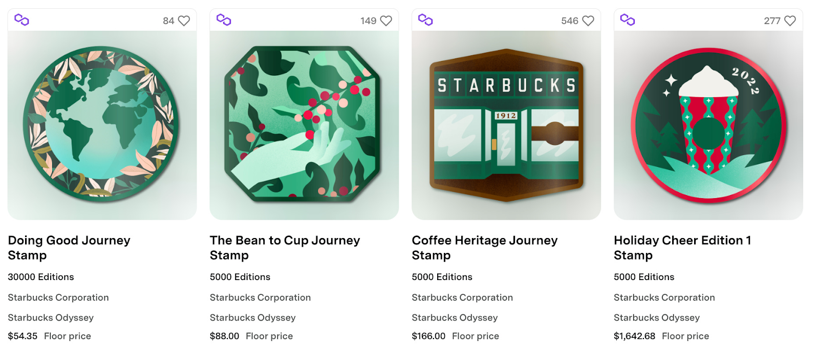 Starbucks Odyssey NFT 'stamp' from the loyalty program integrating blockchain rewards