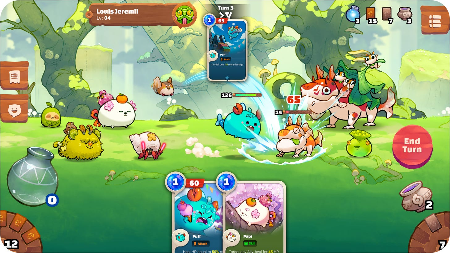Axie Infinity, a blockchain-based game where players collect, battle, and trade NFT creatures called Axies