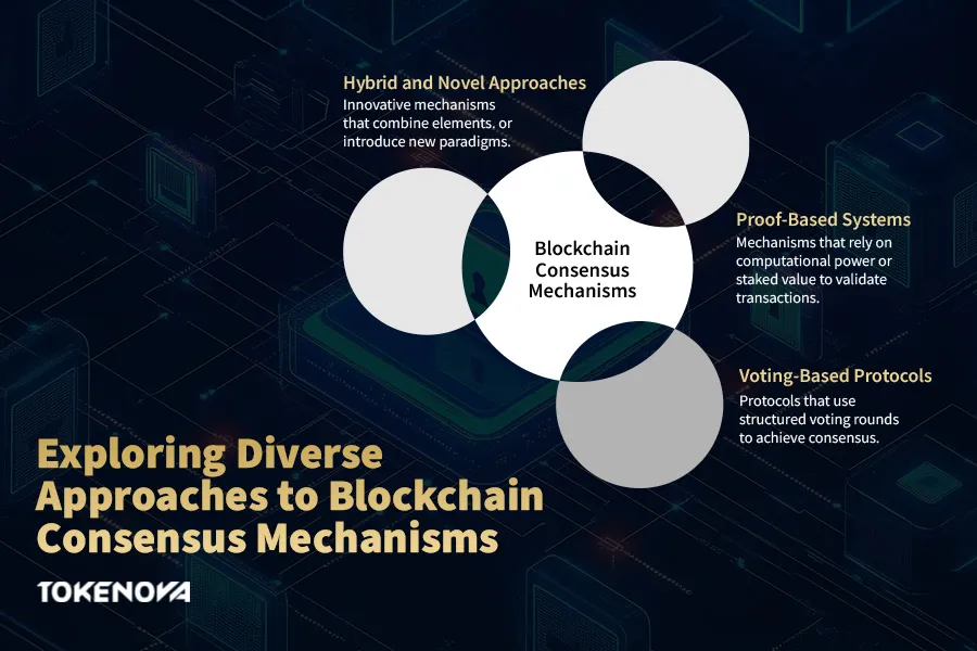 Diverse approaches to blockchain consensus mechanisms - infographic