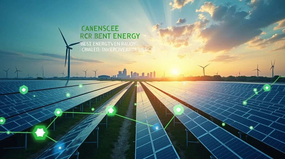 Featured Image (Before Title): A wide aerial shot of a modern solar farm at sunrise, with neat blue solar panel rows filling the scene. Overlaid on the sky and panels are semi-transparent blockchain token symbols (like glowing hexagons or coins) connected by light green lines, illustrating a network. In the distant background, a clean city skyline with wind turbines shows scale. Text Overlay: “Tokenized Clean Energy: The Future of Sustainable Investment” in bold, gradient green-to-blue font across the sky area. Style: Realistic photo blended with futuristic digital elements.